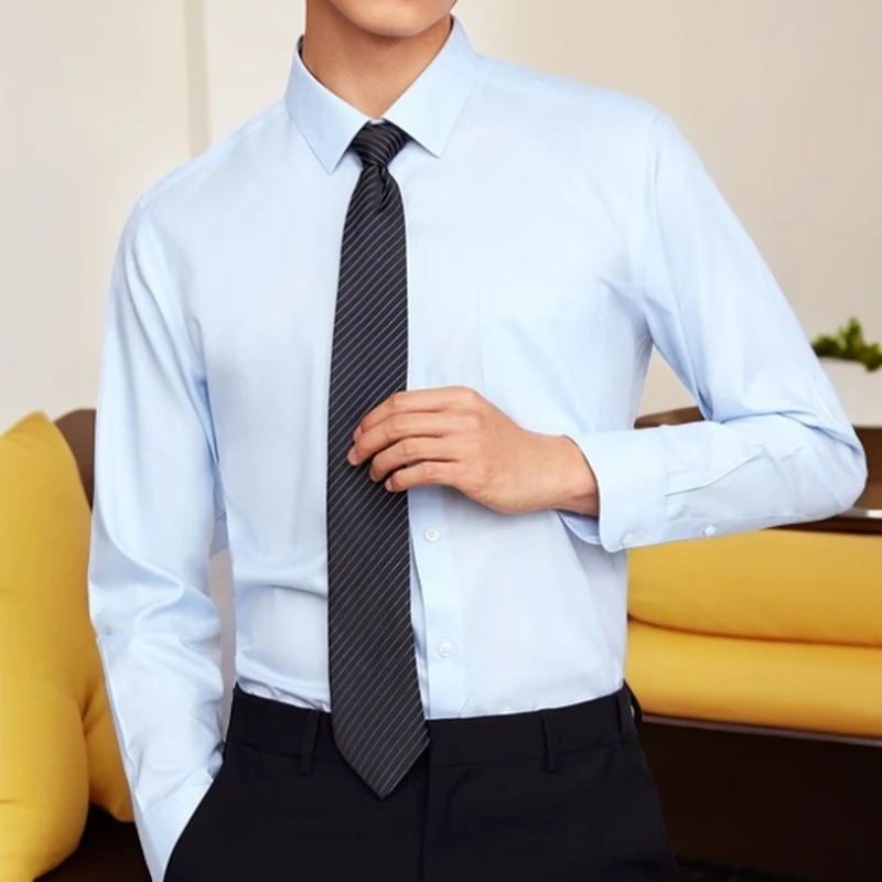 海依柜剪标纯棉高支纱DP免烫抗皱男士长袖衬衫商务休闲百搭衬衣