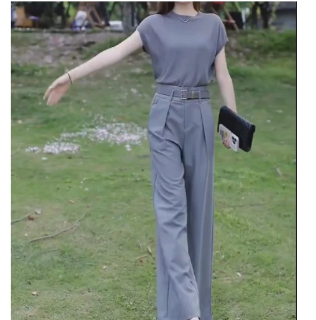 2025夏季新款网红同款洋气减龄韩版爆款休闲上衣裤子两件套moG-0