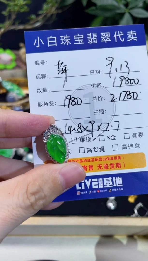 吊坠(不含链)18K金镶嵌翡翠萍**逢吊坠