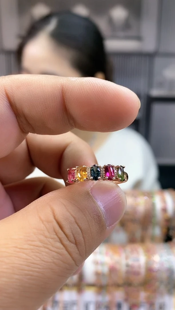 银S925镶嵌戒指碧玺35435435434534