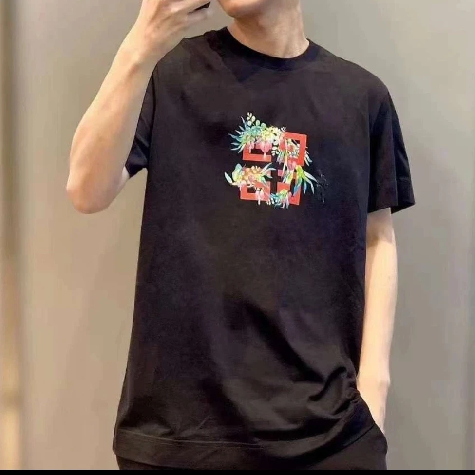 未使用 Givenchy/纪梵希 胸前红色大G logo印花黑色短袖T恤153084
