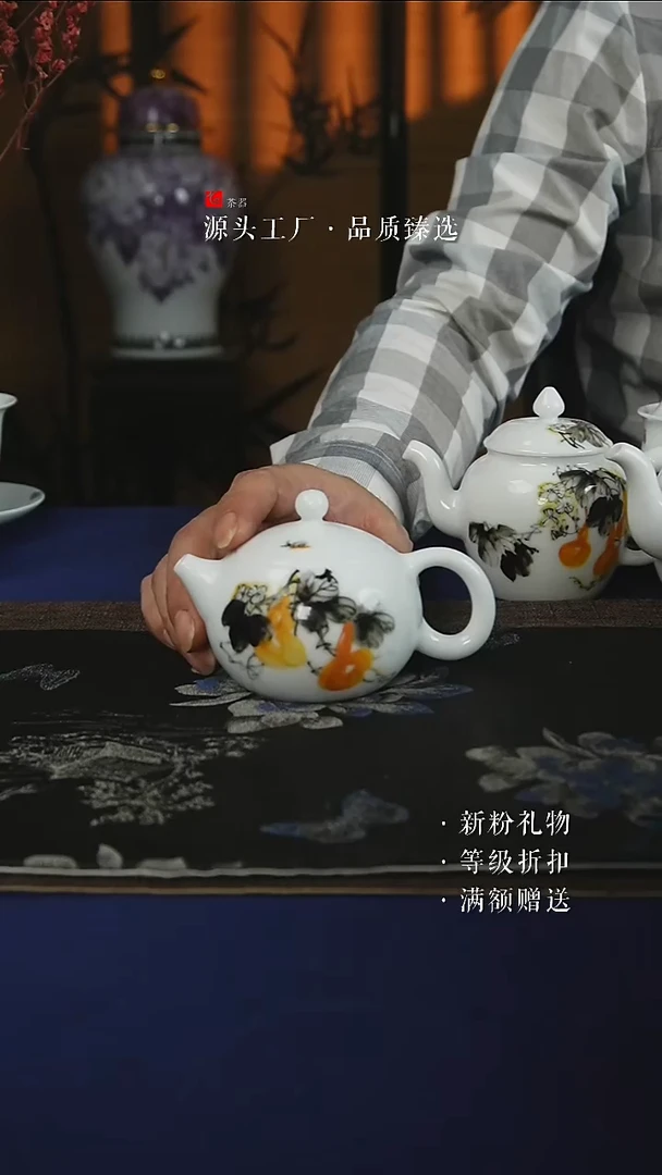 手绘款福禄临门玉泥西施壶150CC