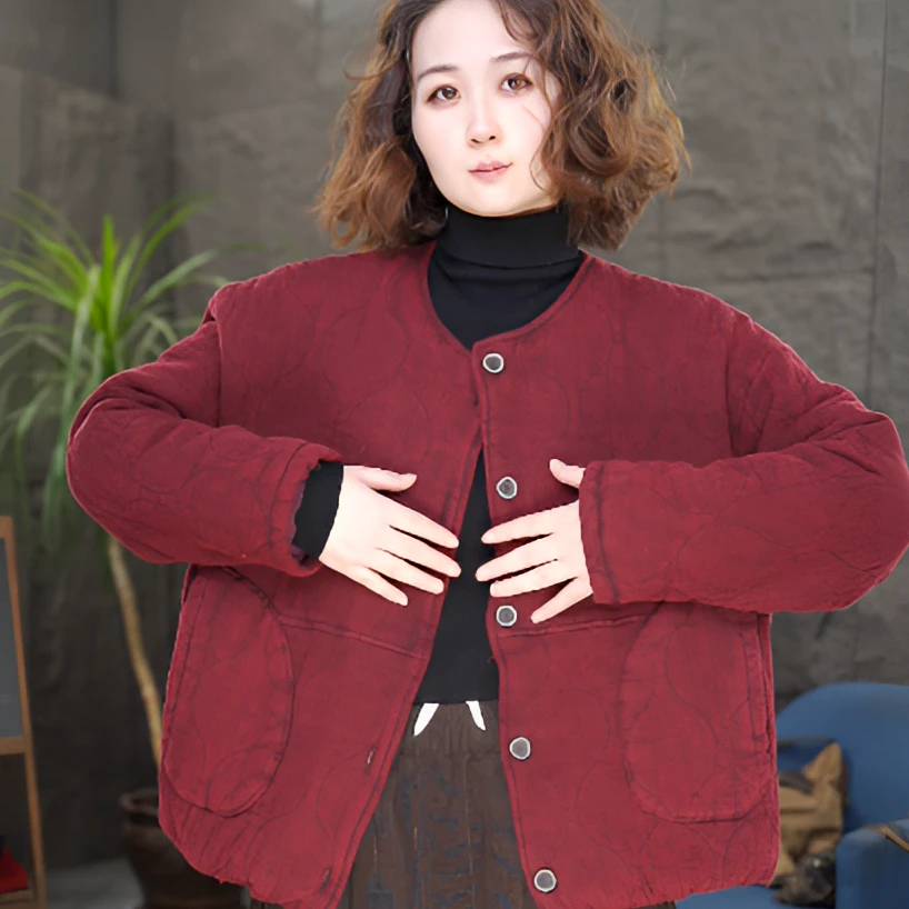 【提花棉衣】圆领显瘦宽松型免烫保暖棉衣棉服文艺加厚上衣民族风