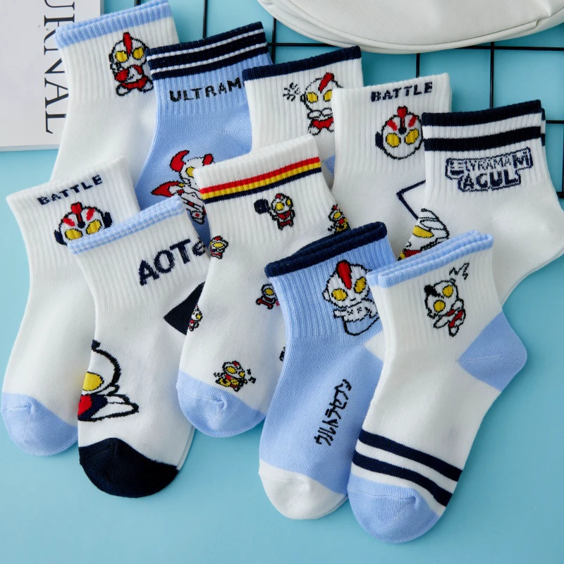 奥特曼儿童袜子春秋款男童卡通短筒袜小中大童学生宝宝小孩子短袜