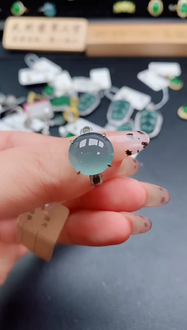 银S925镶嵌戒指翡翠1