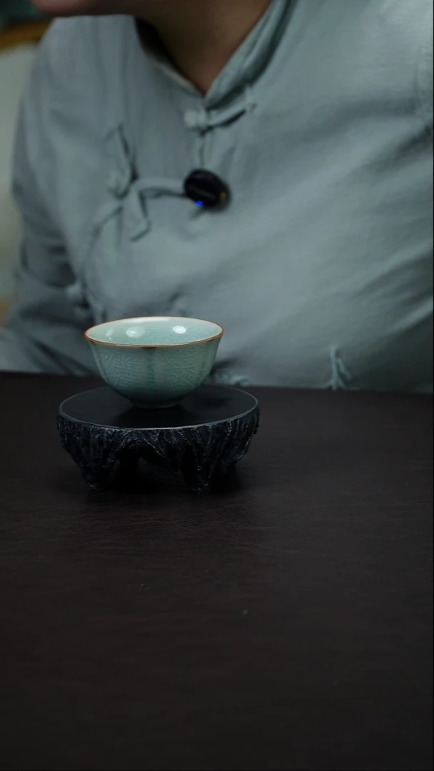 冰花主人杯汝瓷小茶杯新品放漏