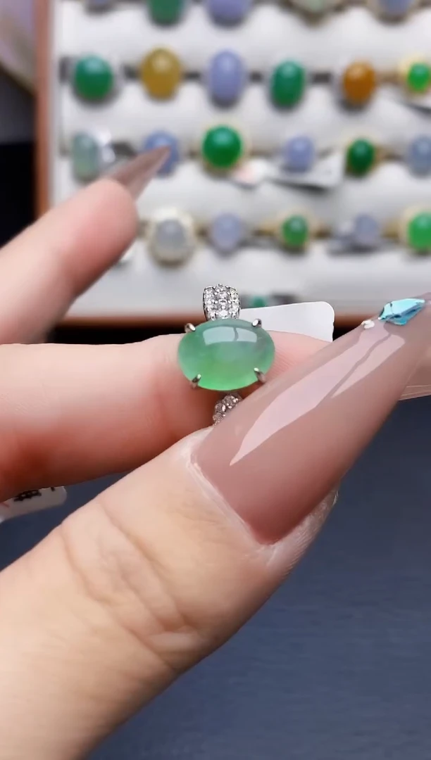 银S925镶嵌戒指翡翠3019