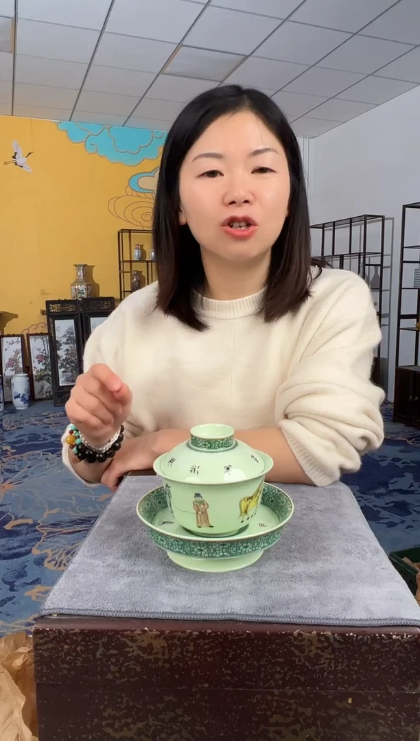 摆件瓷景德镇瓷器三才盖碗