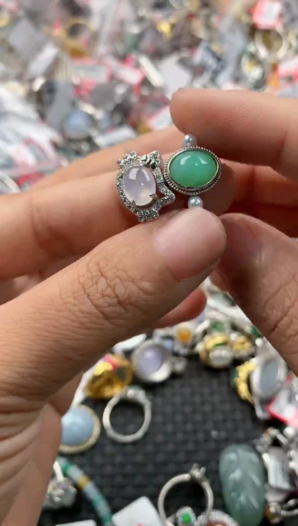 银S925镶嵌戒指翡翠777               8