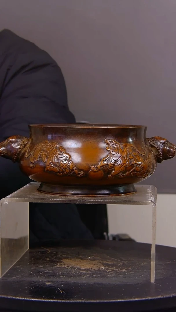 厚**物山水铜缘紫铜香炉结缘1111