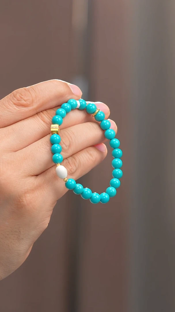 18K金镶嵌绿松石手链1