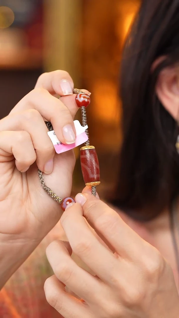 【闪购商品】玛瑙/玉髓颈饰18K金镶嵌Z27767二眼锁骨链