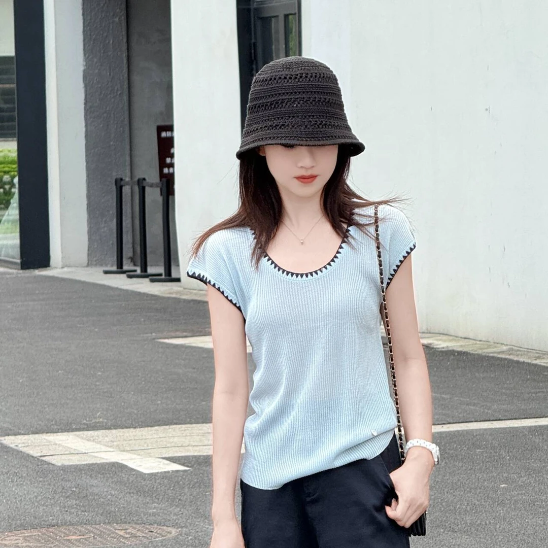 Y.M | 松茶 TS亚麻特种工艺高级感夏日针织短袖5036