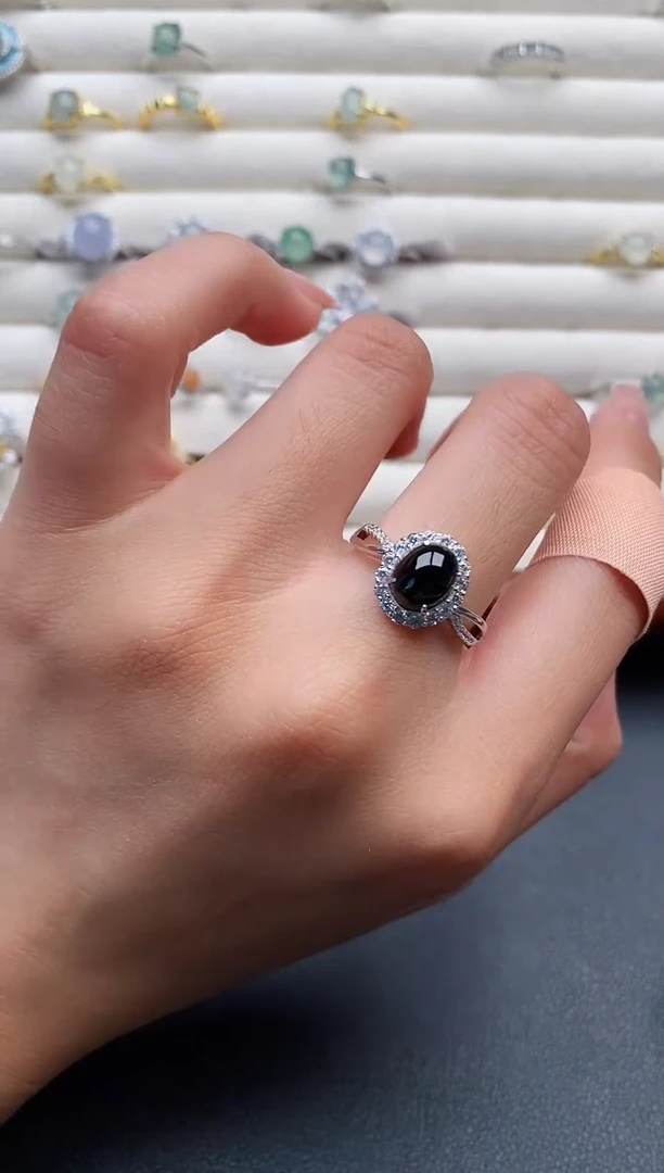 银S925镶嵌戒指翡翠333333+10