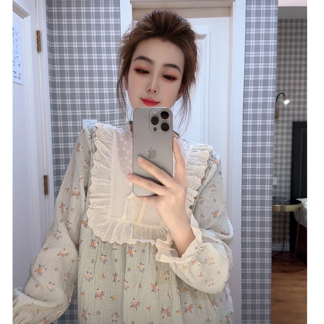 女套头睡衣家居服套装纯棉春秋法式气质春季长袖显瘦洋气网红