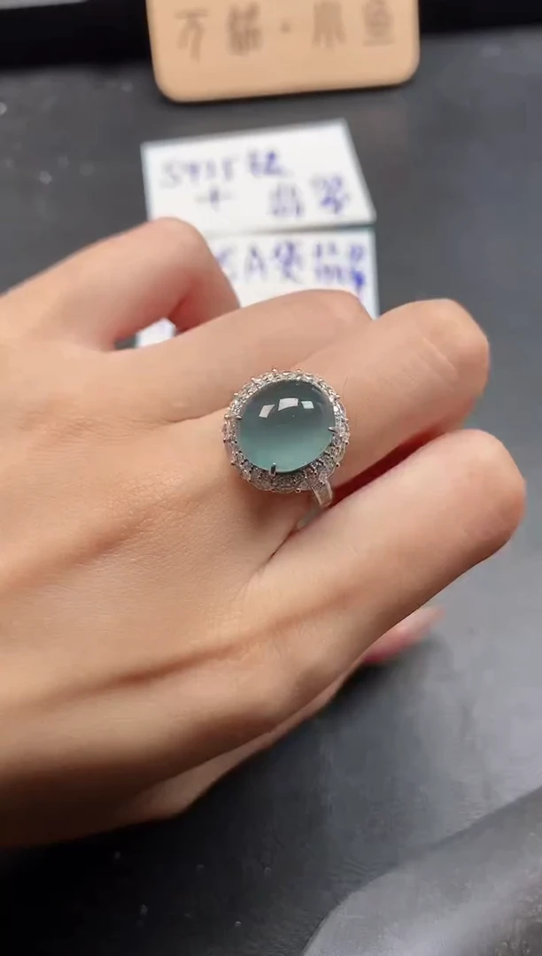 银S925镶嵌戒指翡翠54511