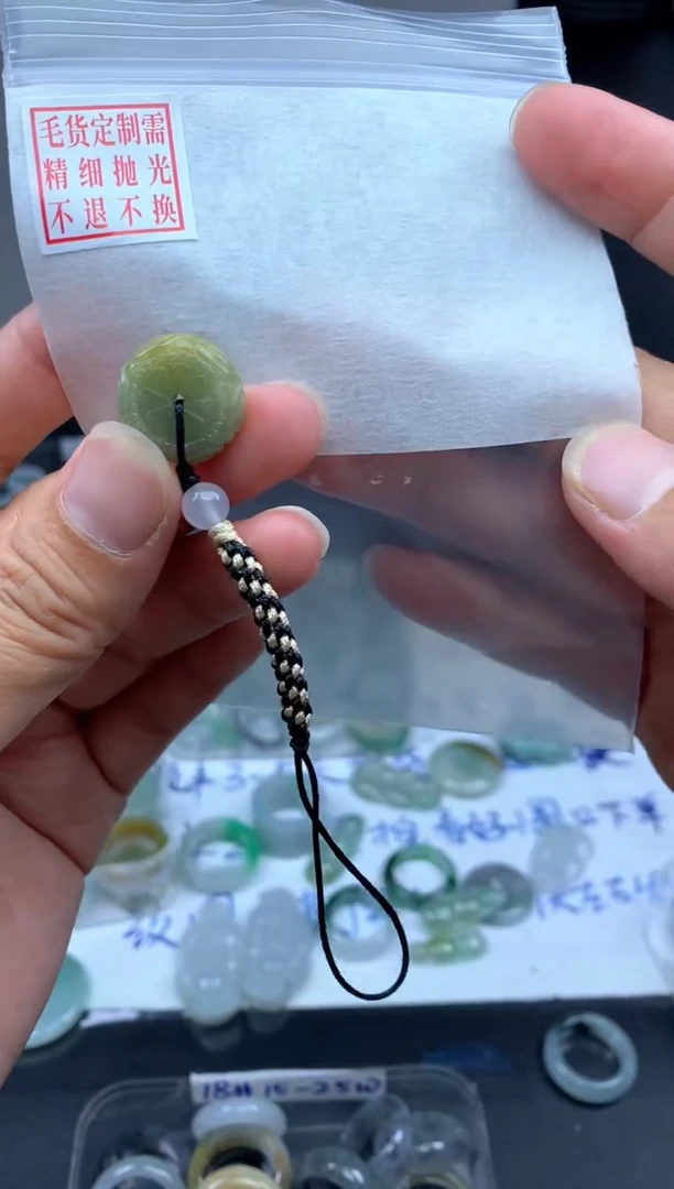 定制翡翠未镶嵌毛货需精细抛光扣子#