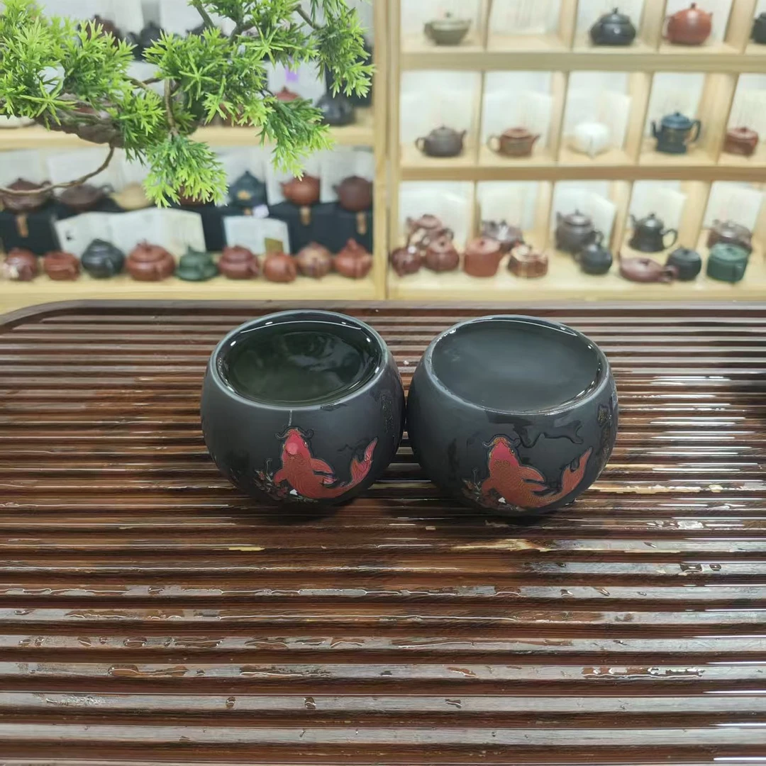 紫砂感温变色金玉满堂主人杯（两个）