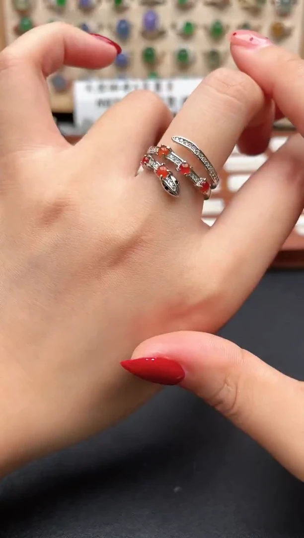 银S925镶嵌戒指翡翠一物一证一礼盒