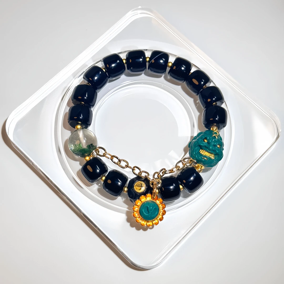 非金属布艺手链 珠宝【三宝】黑晶恶僧·财色双收手链