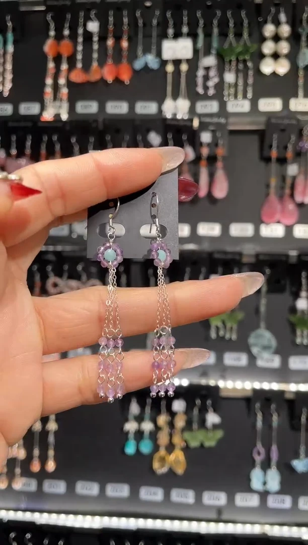 【闪购商品】紫晶耳饰银S925镶嵌 闹闹爱闹腾