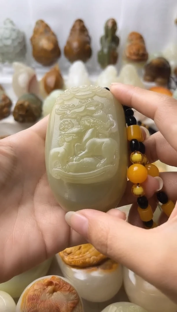 石材方解石棉纹正常不退换三羊开泰