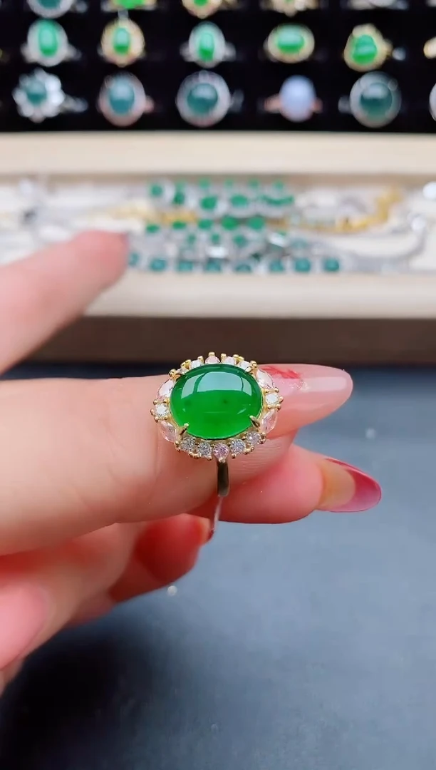 【闪购商品】翡翠戒指银S925镶嵌8055801