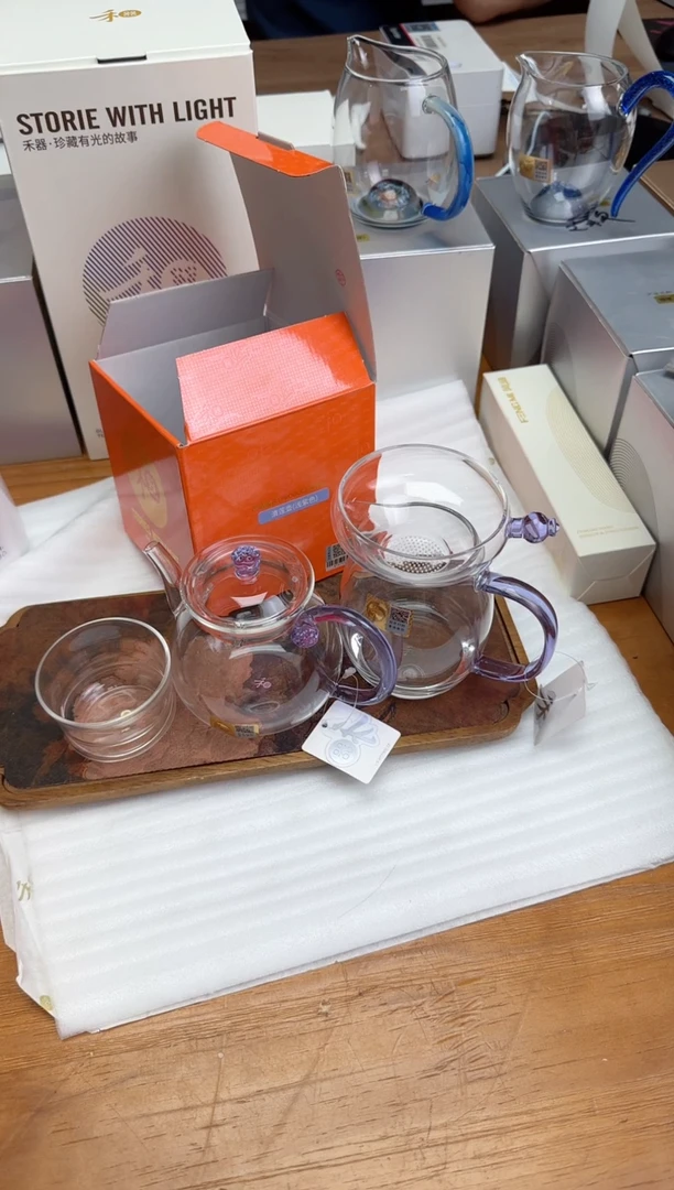 禾器粉金标清莲壶浅紫+禾金标澄然茶海浅紫+禾奉珠茶漏浅紫