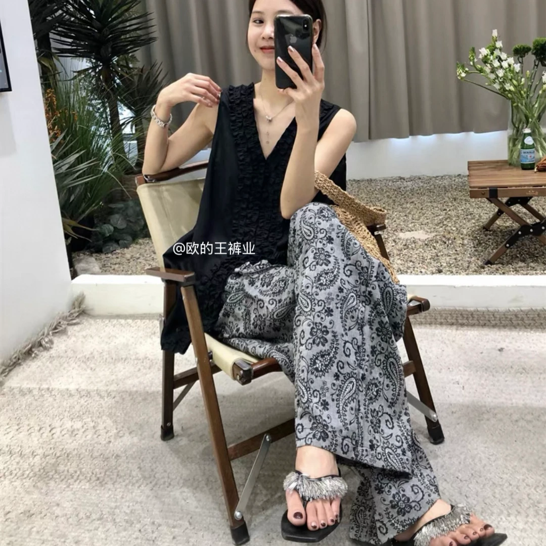 【定制花色】夏天绵绸阔腿裤女薄款可外穿凉感睡裤家居裤