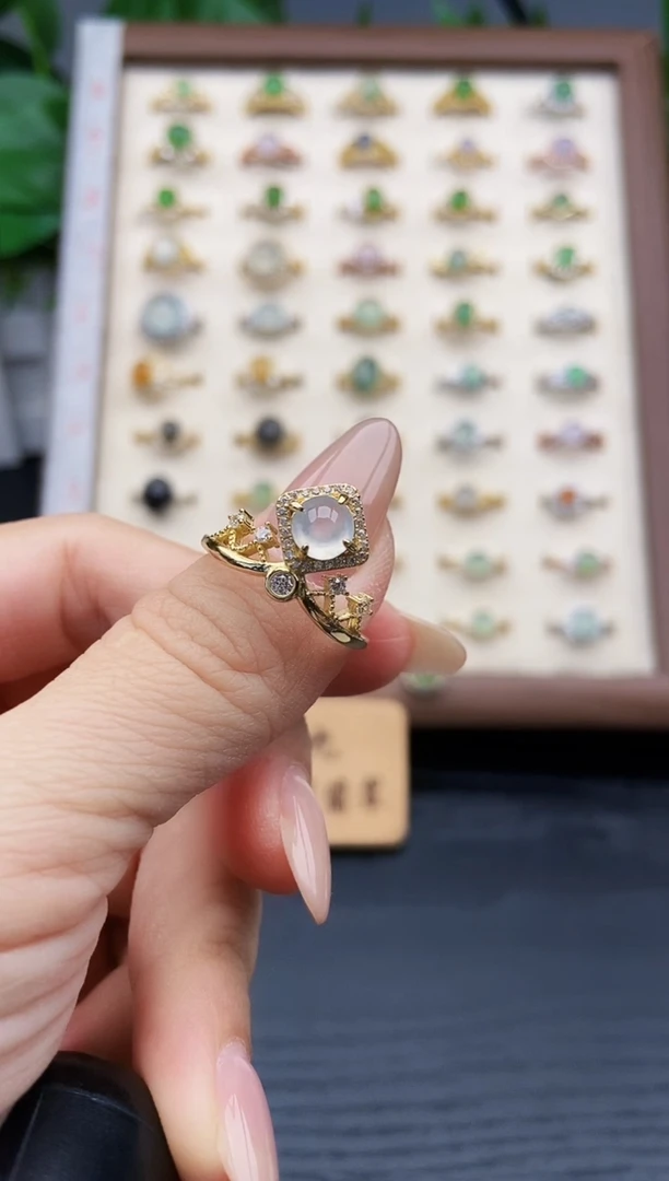 银S925镶嵌戒指翡翠画****北12