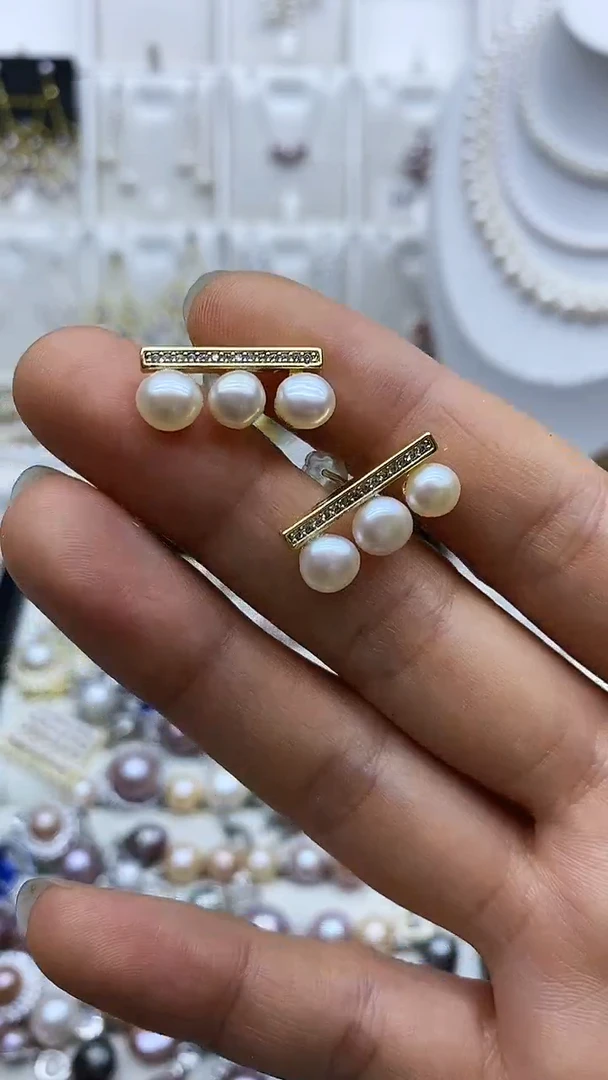 未镶嵌耳饰淡水珍珠耳钉多样性发其一