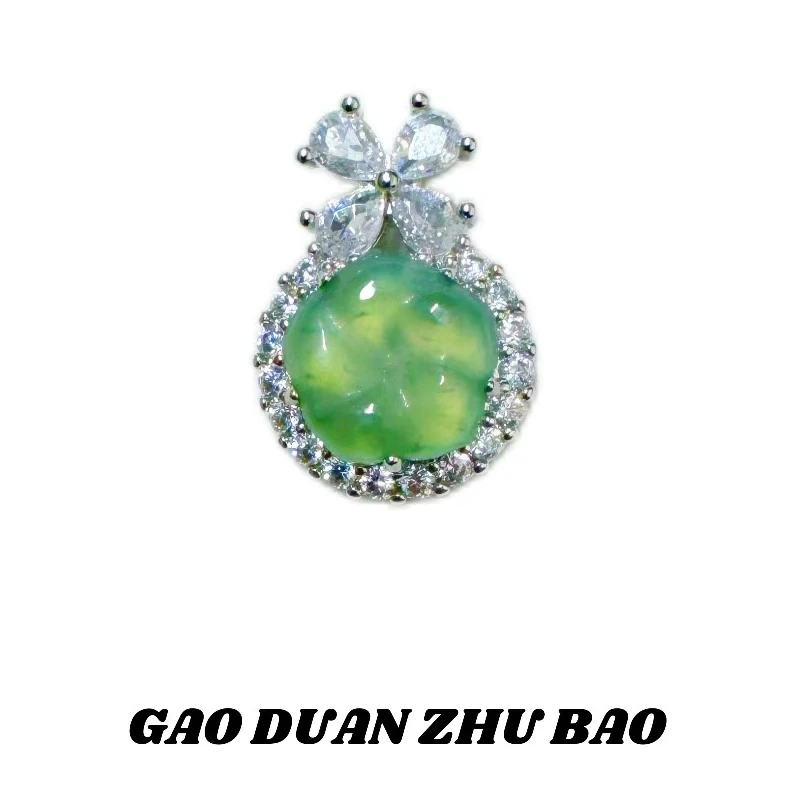 YFC003天然A货翡翠在逃公主合金镶嵌吊坠