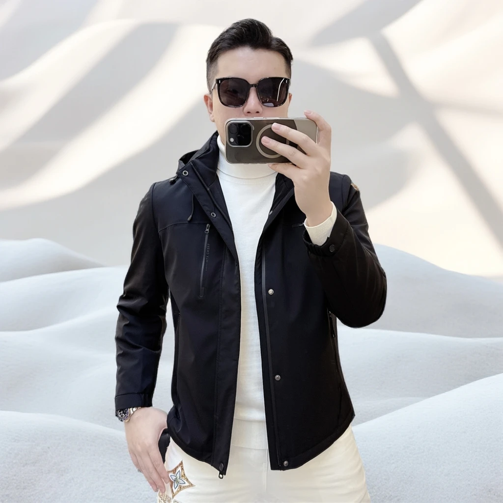 宾斯洛特男士羽绒服冬季新款简约潮牌时尚连帽帅气轻薄鹅绒服外套