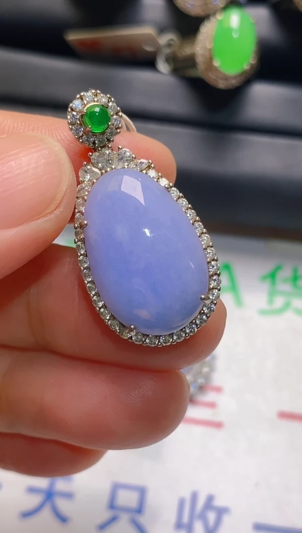 【闪购商品】翡翠耳饰银S925镶嵌天然A货翡翠1