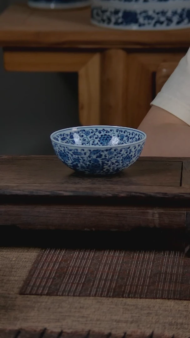 折葵非器手工手绘缠枝莲普洱杯