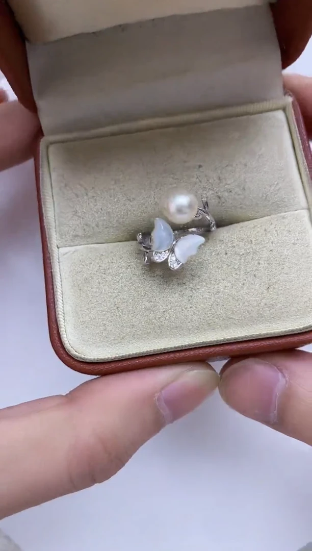 银S925镶嵌戒指海水珍珠