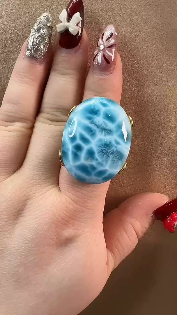 【闪购商品】针钠钙石（海纹石）戒指未镶嵌戒指