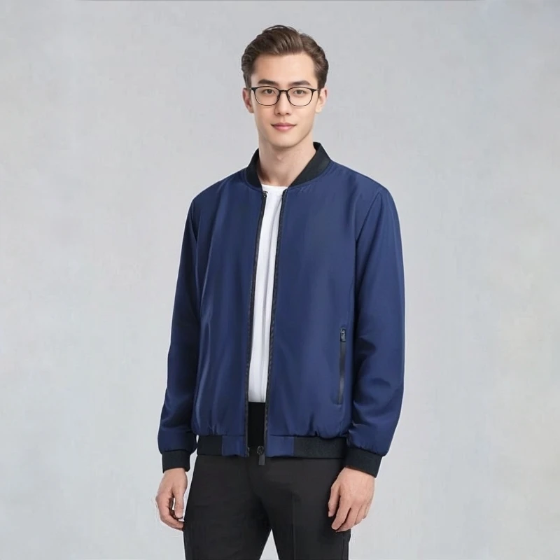 美式秋冬季时尚夹克三防棒球领休闲纯色复古男款工装男秋季外套
