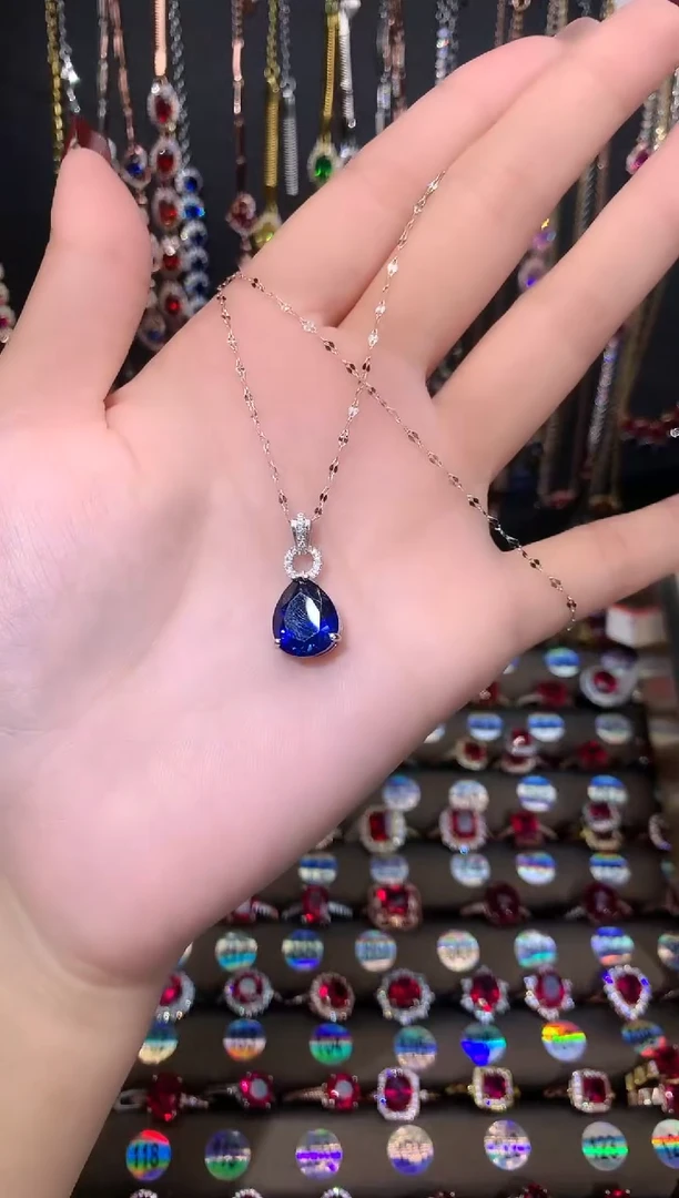 【闪购商品】蓝宝石吊坠(赠链)银S925镶嵌10.12
