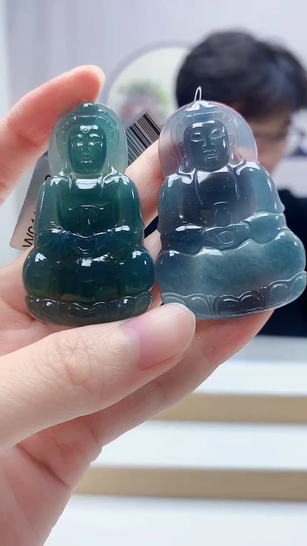 未镶嵌定制翡翠4688zm-毛货挂件一对87
