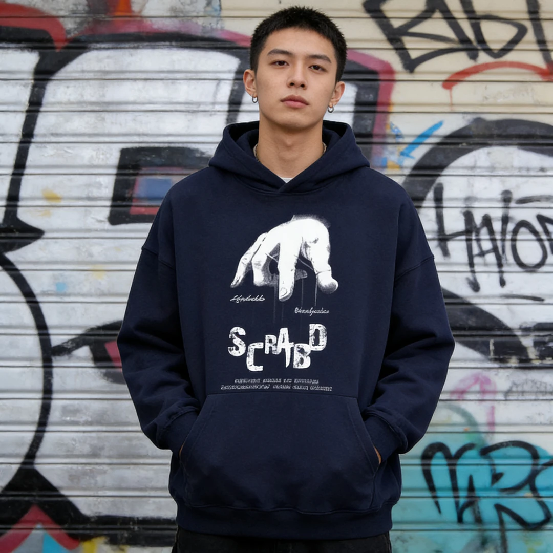 凯颂大码300斤美式街头潮流嘻哈连帽卫衣男女秋冬宽松百搭情侣装