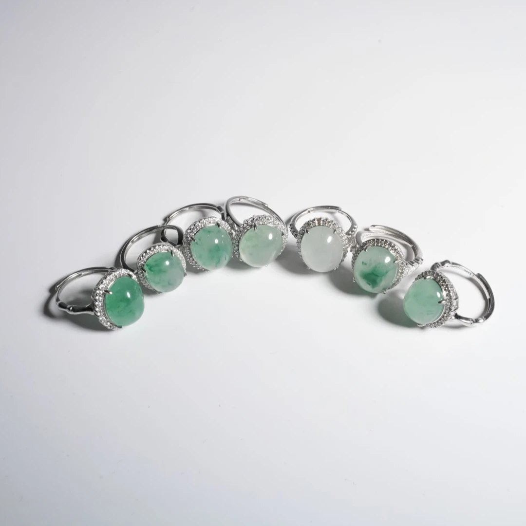 天然A货非洲翠【玲珑戒】开口戒 多样性发其一标签撕毁不退换