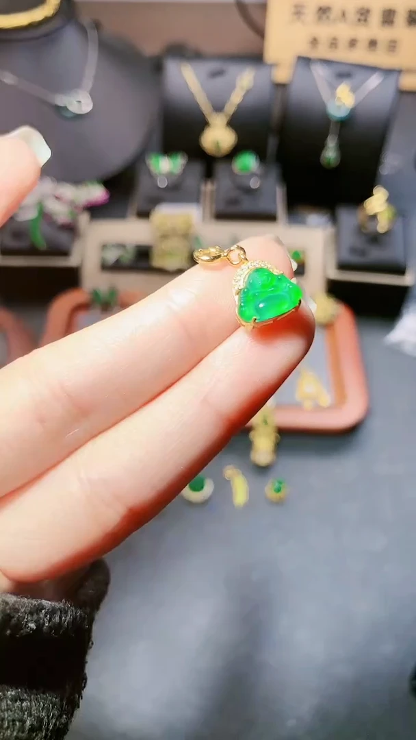 翡翠银S925镶嵌吊坠(不含链)小提留