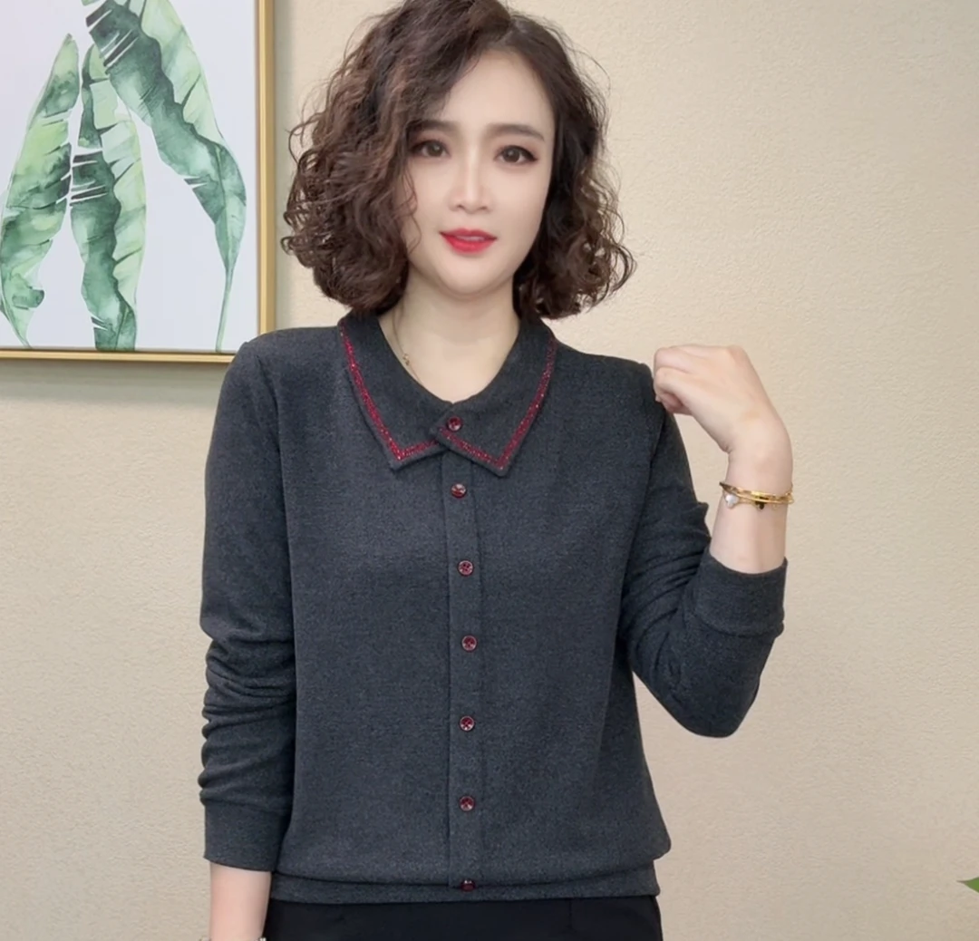 2025秋季新款纯色翻领常规时尚风秋季女装洋气小衫衬衫#885547