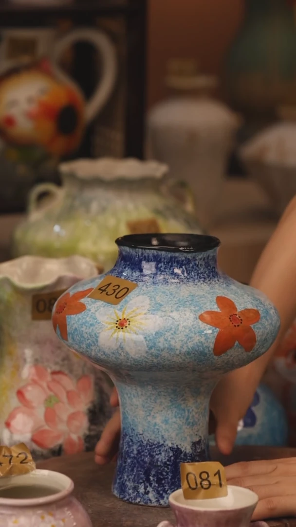 陶瓷430景德镇设计师手作花器摆件侘寂风