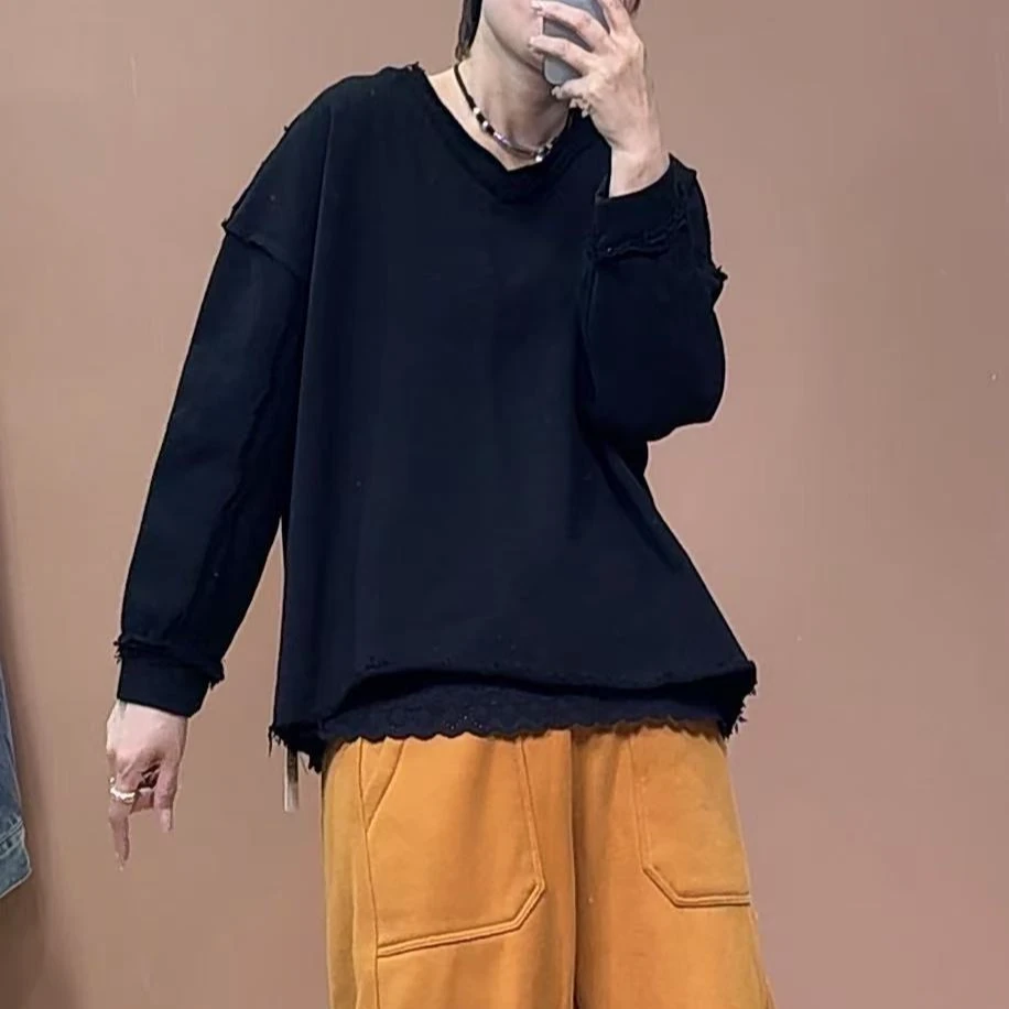 【衣布到味华华】 V领纯棉毛圈卫衣88615款