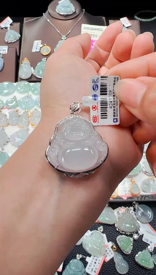 【闪购商品】翡翠吊坠(不含链)18K金镶嵌佛公吊坠827