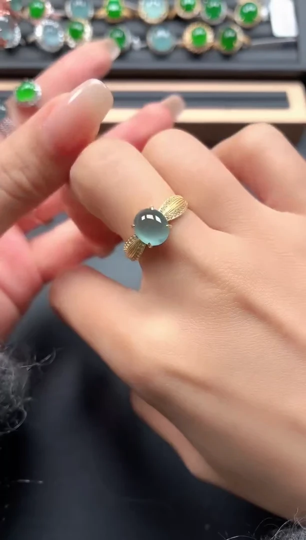 银S925镶嵌戒指翡翠11