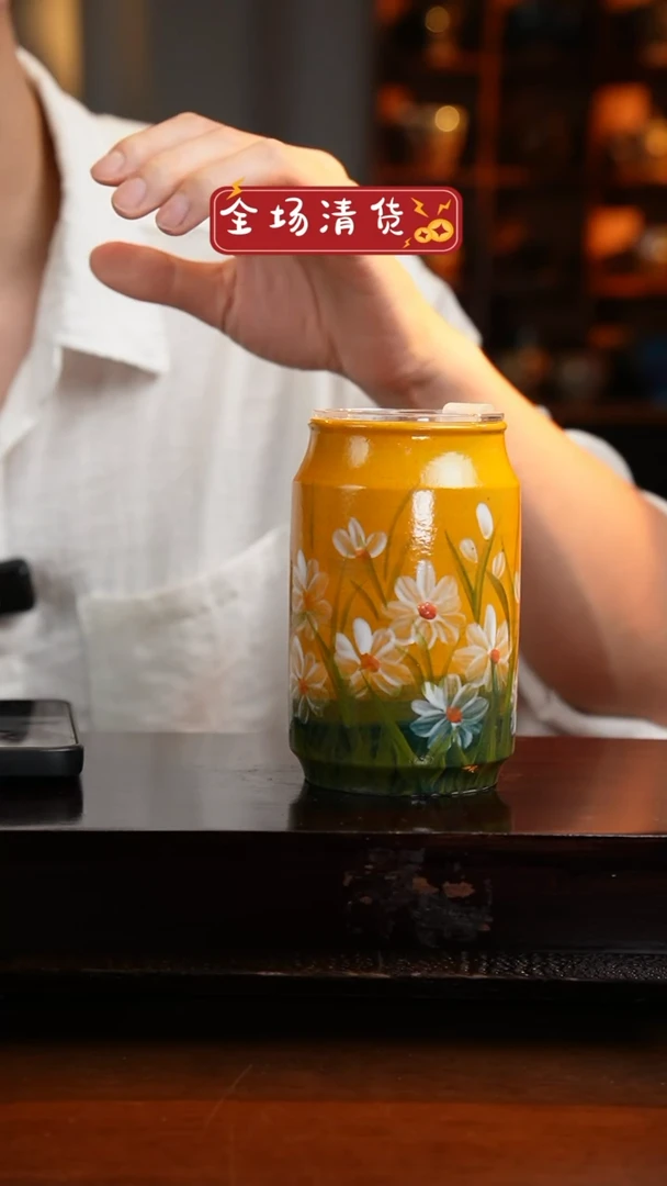 杯景德镇高温手绘釉下彩设计同款