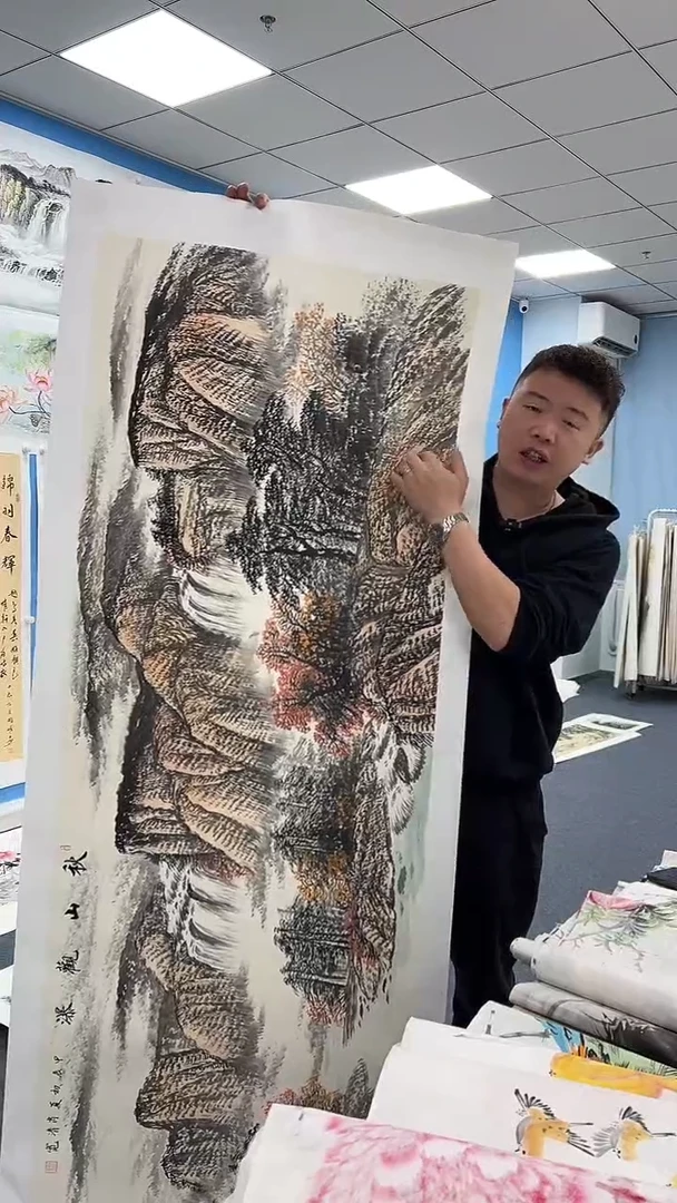 国画秋山观瀑同类型随机